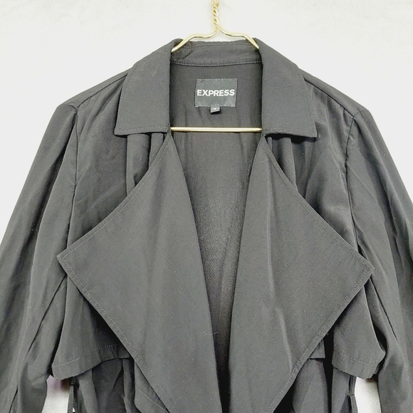 Express Black Belted Rayon Blend Trench Coat P6772 - Picture 3 of 9